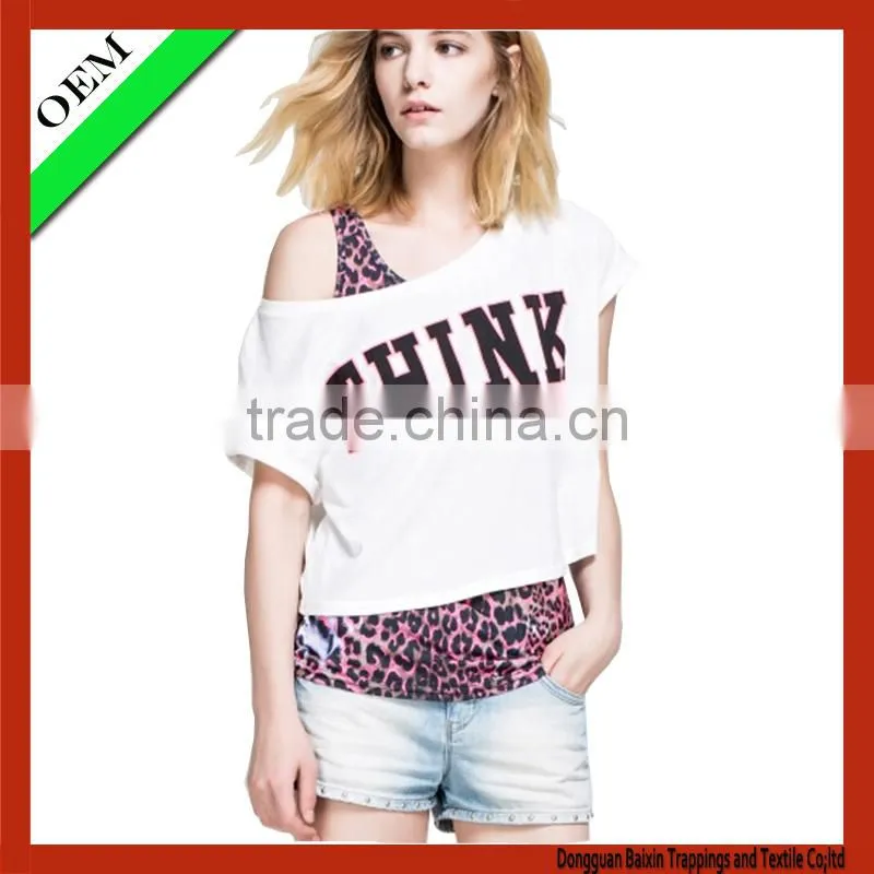 2015100% cotton t-shirt China Fashion Clothes Women sleeveless T-shirt OEM