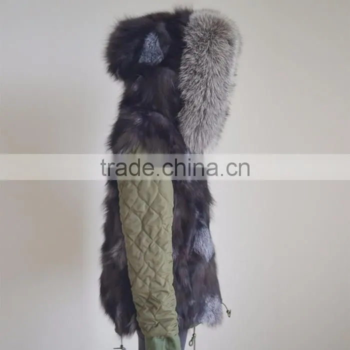 Myfur Genuine Silver Fox Fur Lining Women Customized Fur Parka