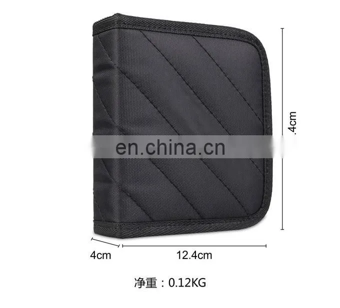 Black Padded 8 Elastic Loops Batteries ChargerCable Organiser Bag