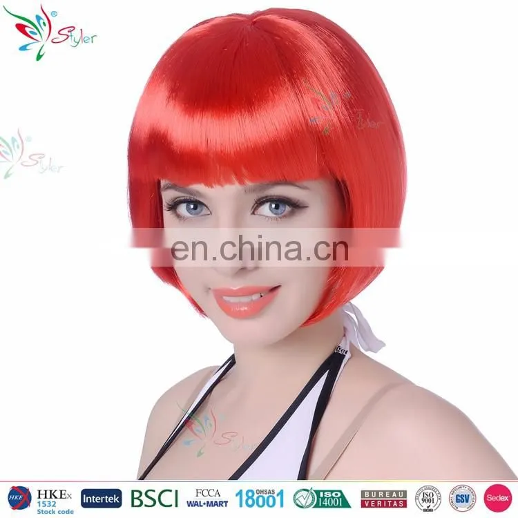 Styler Brand women 10 inch bob hair wig Christmas makeup short straight purple wig