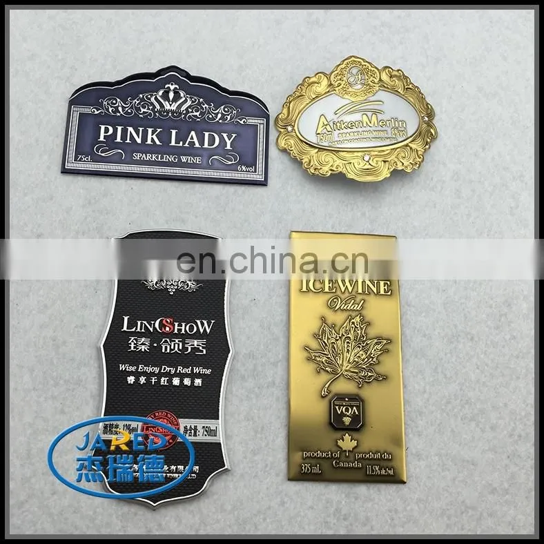 Customized metal aluminum wine brand label with UV protective layer