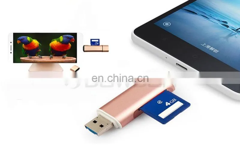 Aluminum Multifunction USB-A-Micro-Type-C Card Reader OTG Supported for Nexus 6P,5X,MacBook,Windows Computer,Android OTG
