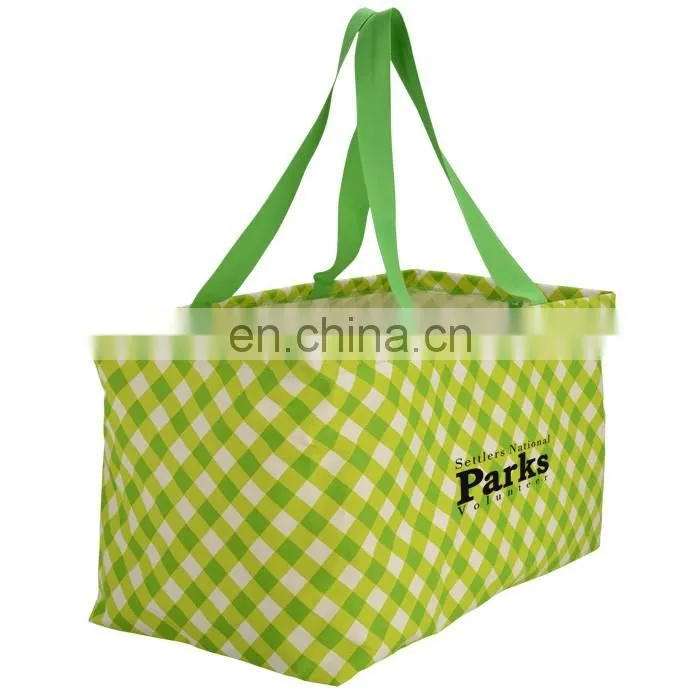 XD1019 Utility Tote Folding stripe canvas beach tote bag wholesale