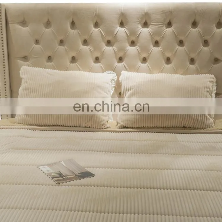Luxury plain cotton velvet warm bed bedding sets /quilt cover set