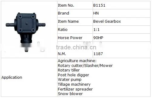 high efficiency agricultural gearbox comer small bevel gearbox