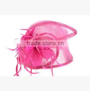 Wholesale Plain Church/Races Ladies Sinamay Hats With Feather