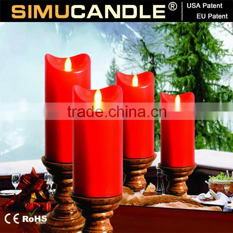 wax led candle light with realistic flame with USA and EU patent ,led candle with remote control for party