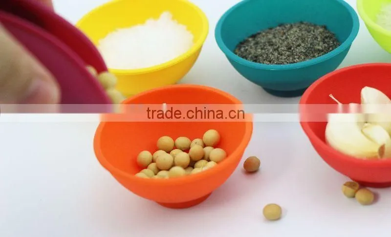 Multi-colored small silicone bowls