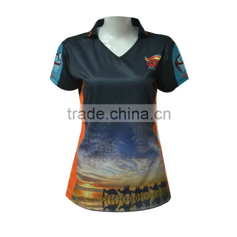 100% polyester Sublimated custom women rugby jersey