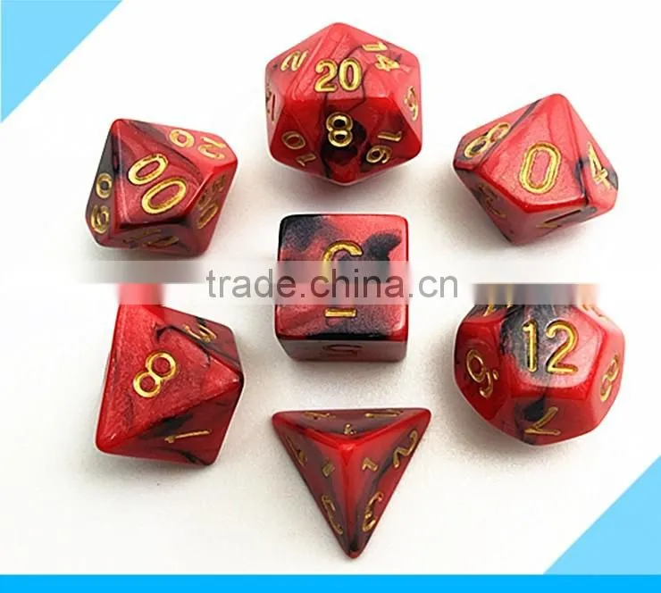 High quality polyhedral dice with mixing colour effect