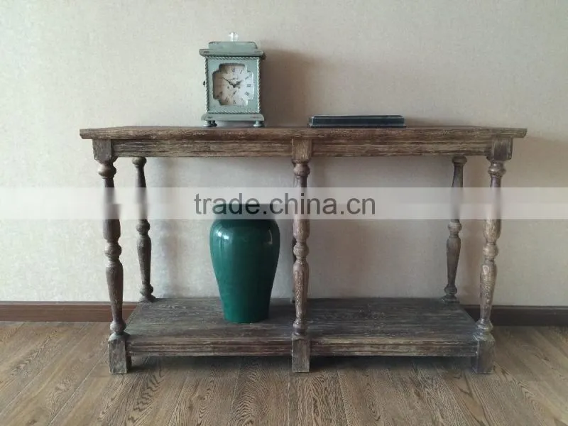 Retro French Style Antique Solid Oak Wooden Wall Console Table