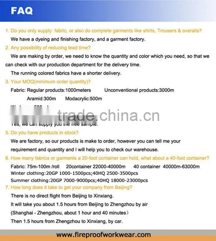 best factory wholesale industry used fire resistant and water proof three proof clothing