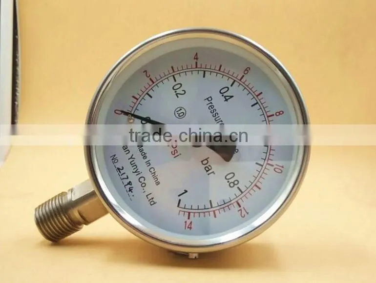 SS316 double scale pressure gauge kg and psi