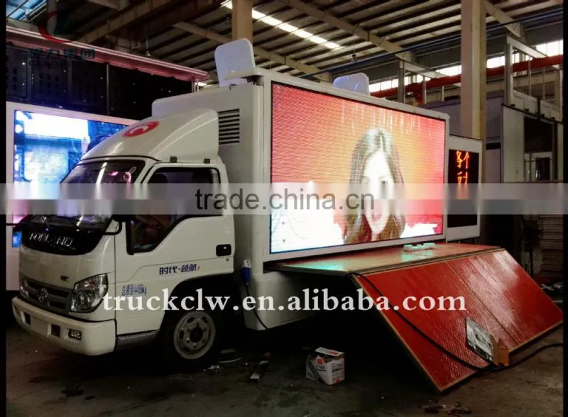 Foton Led mobile stage truck mobile advertising 3-side screen truck for sale