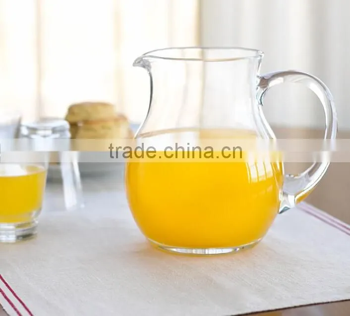 Clear customized size big belly round Glass Cobalt Light Pitcher Mexico style unique design home and office decor with handle