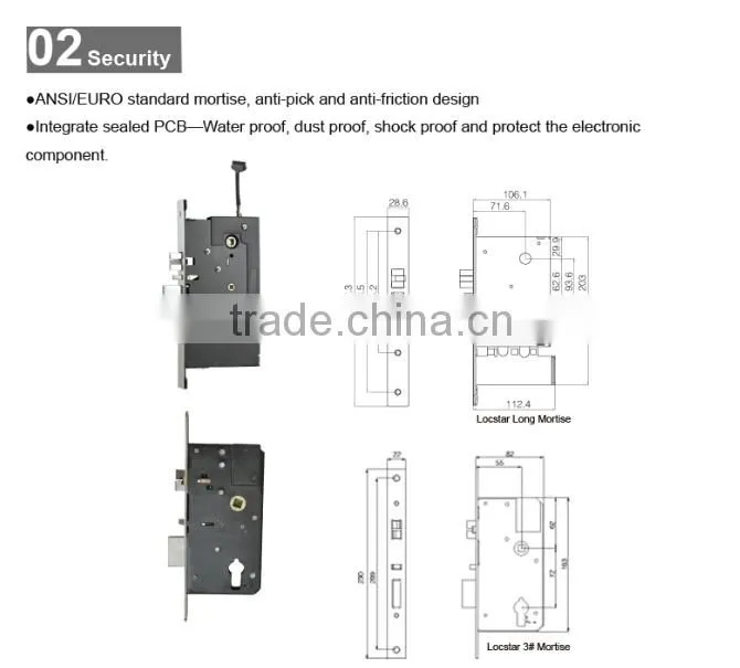 LSD8098 Silvery rfid card door entry system electronic hotel lock