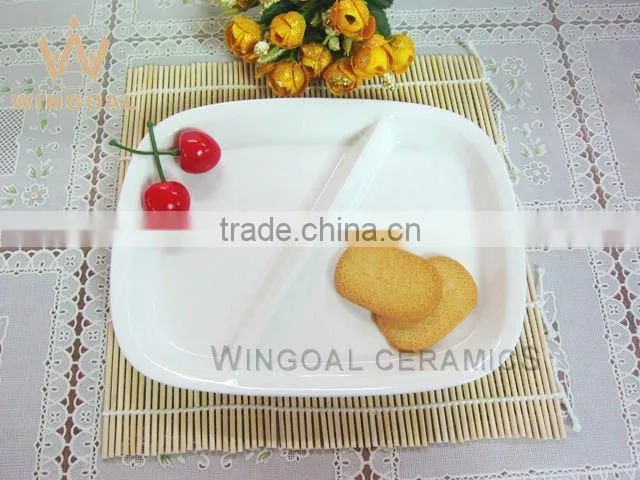 ceramic compartment serving plate Rectangle porcelain plates