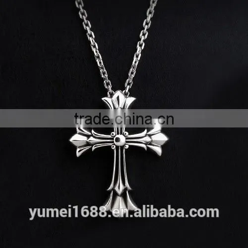 925 sterling silver cross pendant, pure couple silver pendant necklace