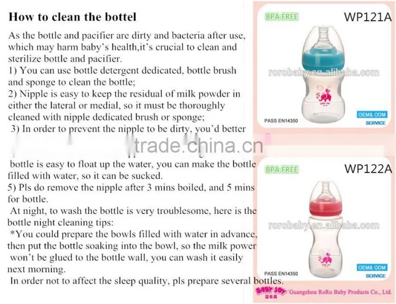 Easy-grasp Design Durable PP Plastic Baby Feeding Bottle