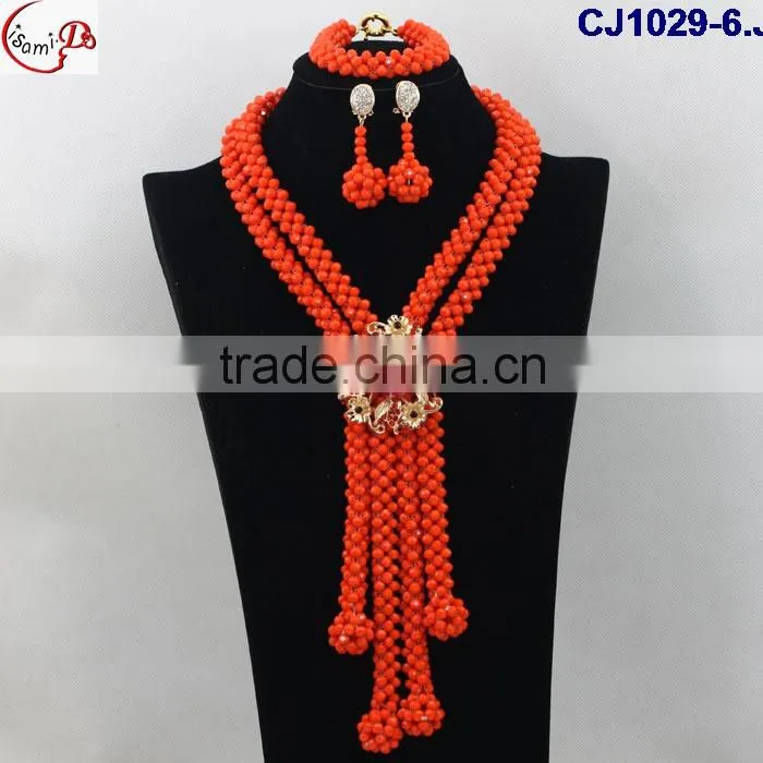 CJ1029 orange Latest italian fashion top high quality various design hand- weaved Jewelry matching dress for party/wedding