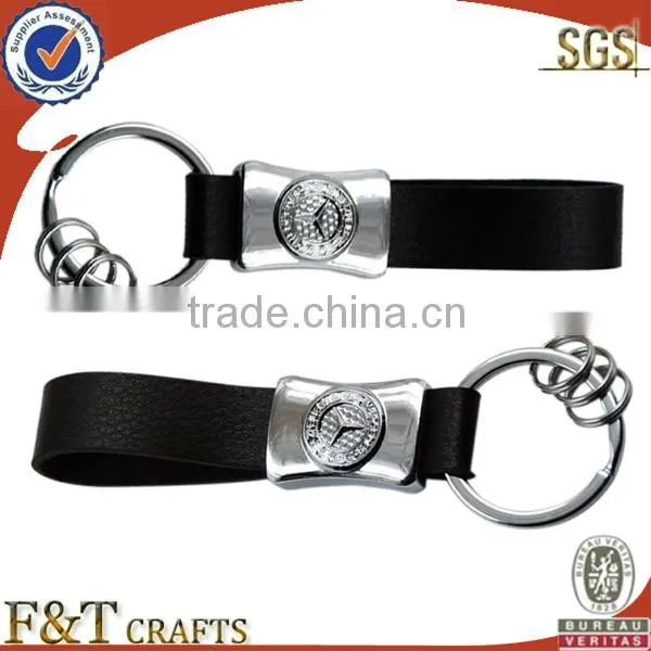 keychain leather lanyard with metal for custom logo