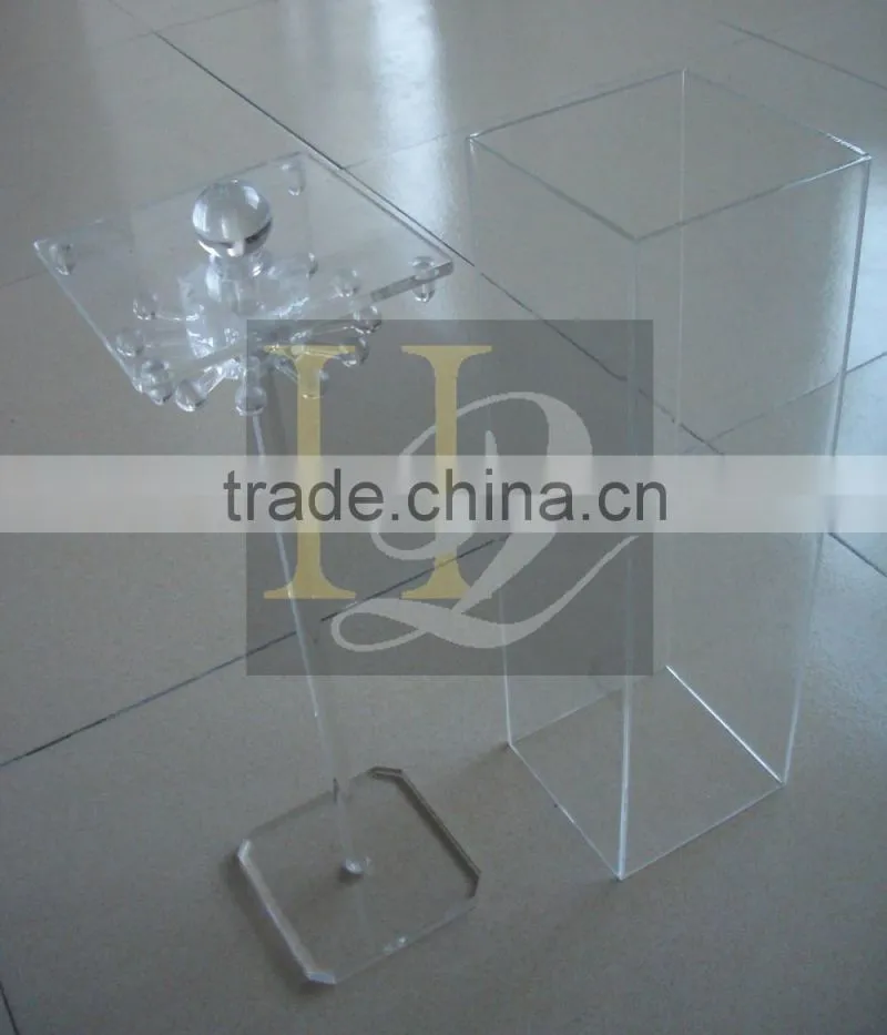 China supplier transparent acrylic necklace display holder with cover