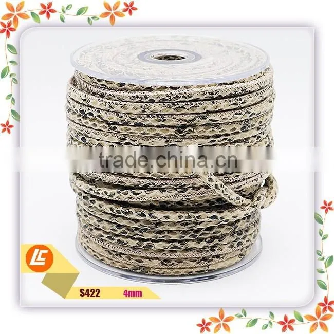 2016 Luxury Gray Natural Stitching Python Leather Cord 6mm