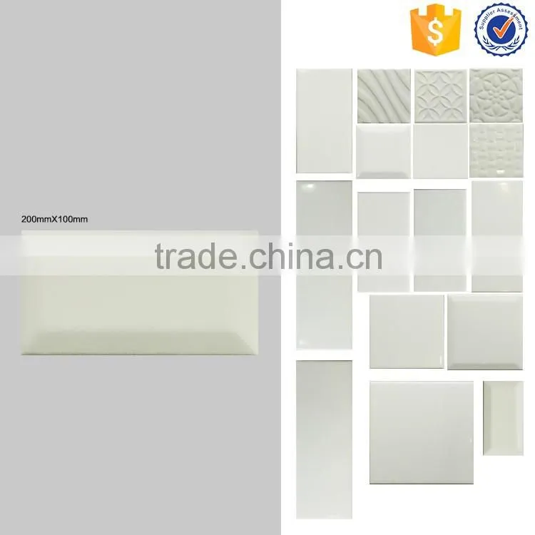 10x20 bevel surface pure white interior ceramic wall tile bathroom brick look
