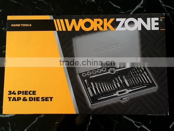 34pc Tap and Die Set Drill Bits Screw Tap Ratchet Die Set Wrench Spanner