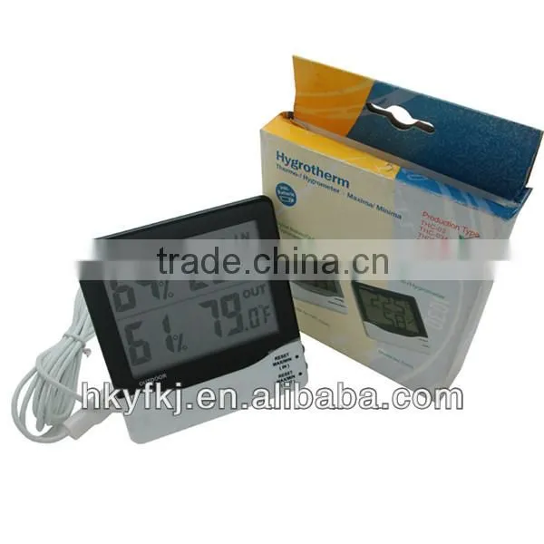Indoor outdoor digital lcd display high low temperature humidity meter lab thermo hygrometer with sensor