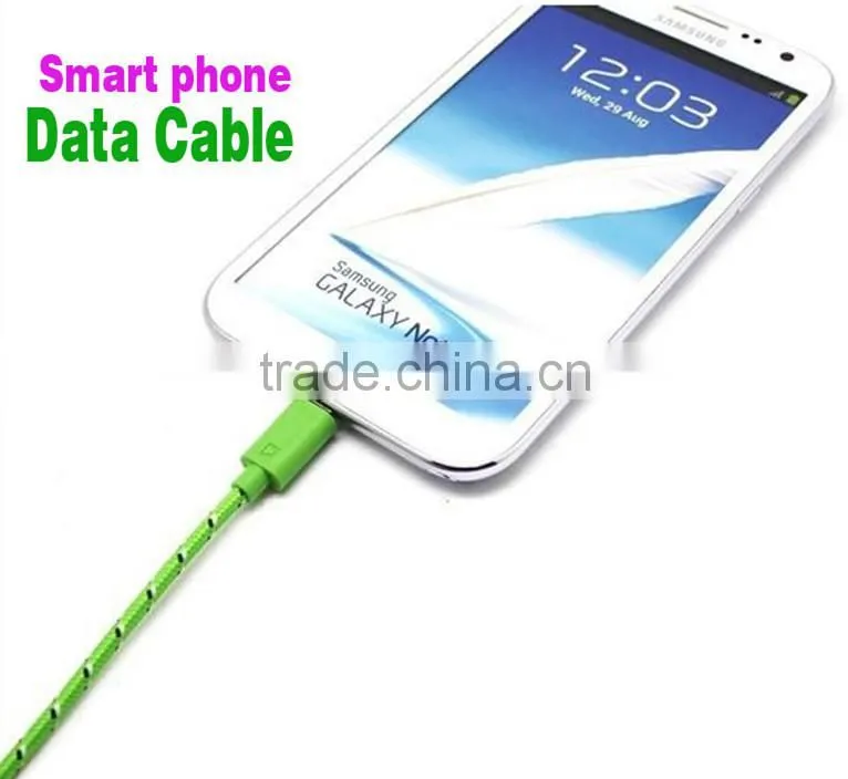 Newest Multi-color Nylon Woven Micro USB Cable Cord for Samsung, HTC, LG, Nokia and Sony