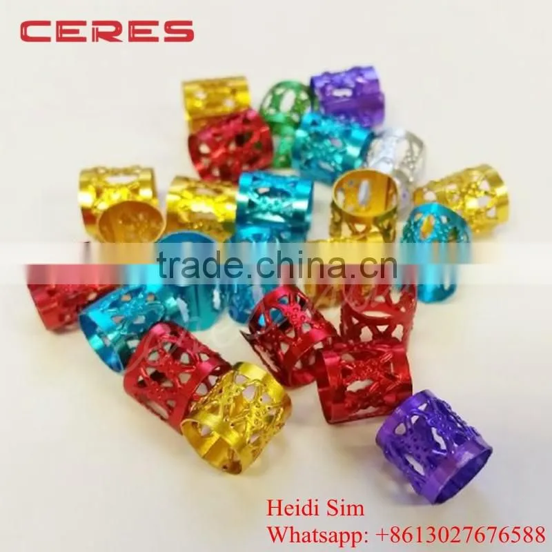 Dread Lock Dreadlocks Braiding Beads Golden Metal Cuffs Hair Accessories Decoration Filigree Tube silver golden colorful