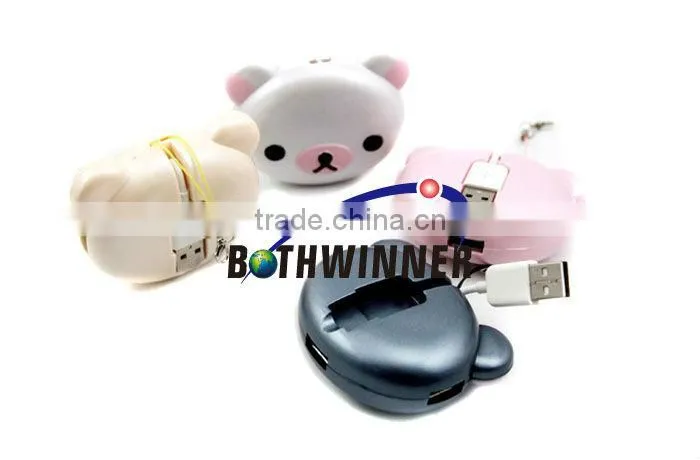 Portable lovely bear shape USB 2.0 3 port Hub