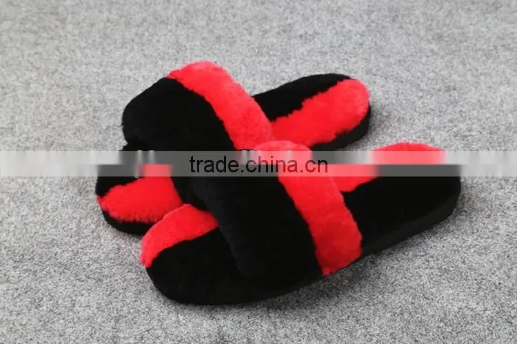 Many Colors Soft Warm Two Tone Sheared Rex Rabbit Fur Slipper