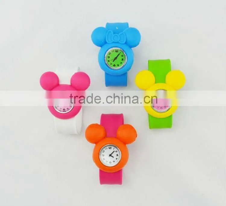 2012 fashion MICKEY HEAD silicone slap watch