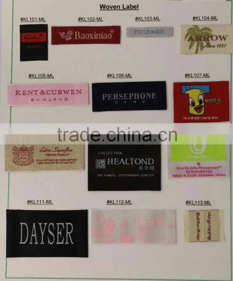 Wholesale Clothing Brand Labels/Garment Woven Labels Iron/Sew/ On Garment/Jeans/T-Shirt/Suit