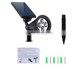 Bright 4 LED Solar Powered Light Wireless Wall or lawn Security Light Sensor Lamp Waterproof Outdoor Light