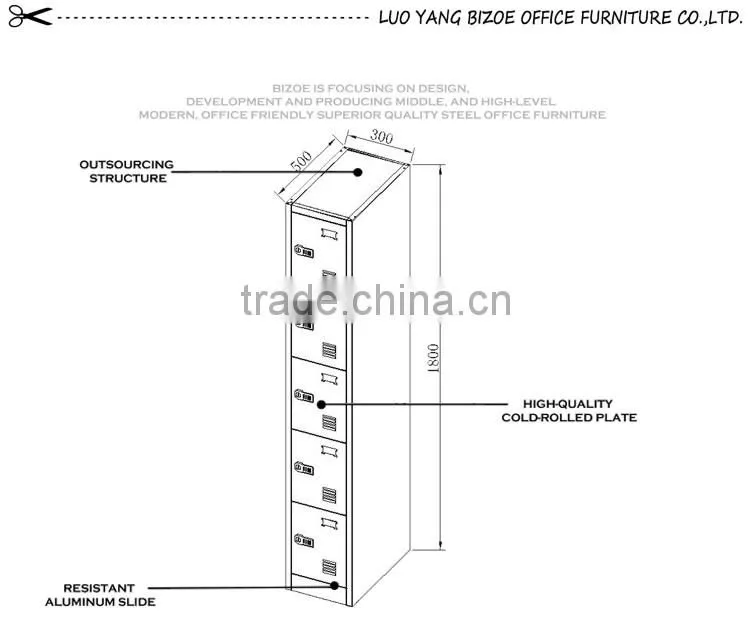 Misture-proof eco-friendly 5 doors stand foot locker