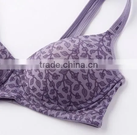 hot sell ladies underwear flower microfiber soft comfortable supported sport bra