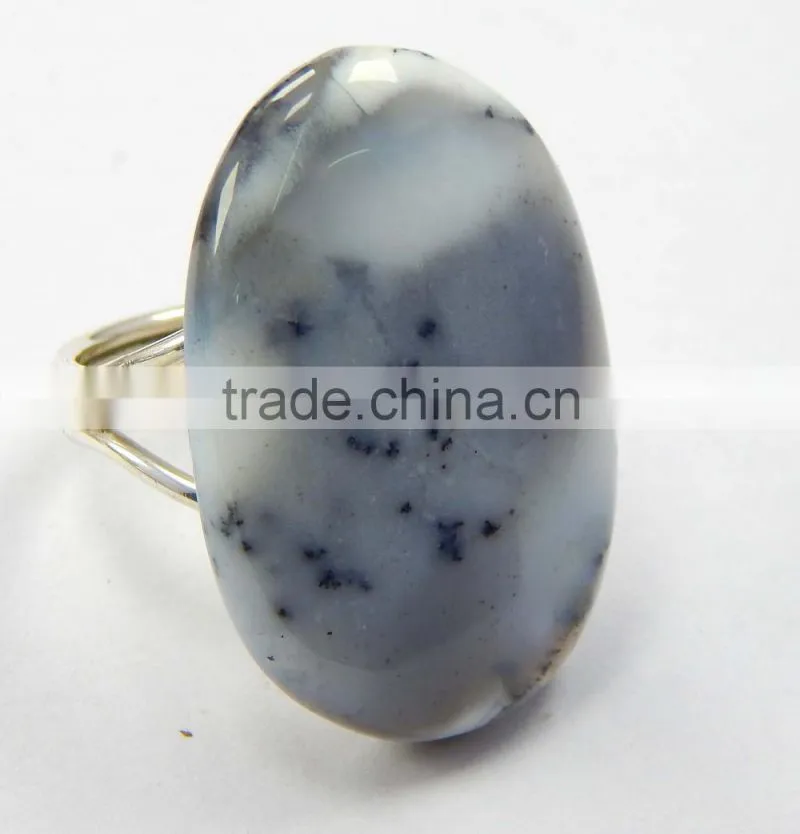 Natural dendritic agate ring 92.5 sterling silver jewellery