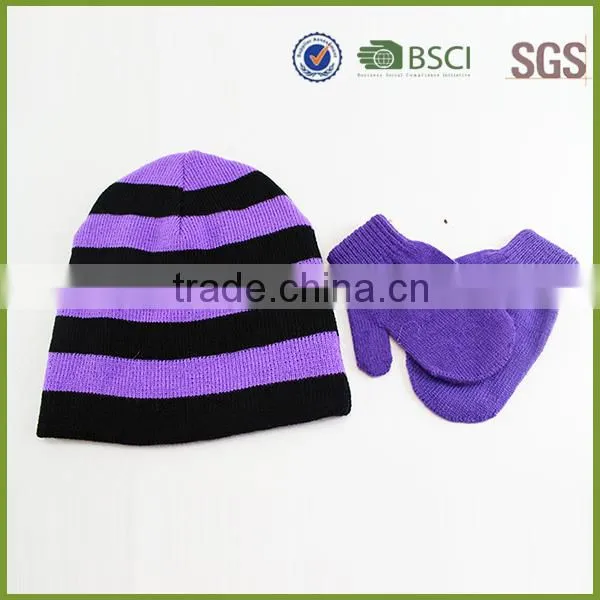 pink wholesale women's knit hat and scarf sets knit hat with ball top