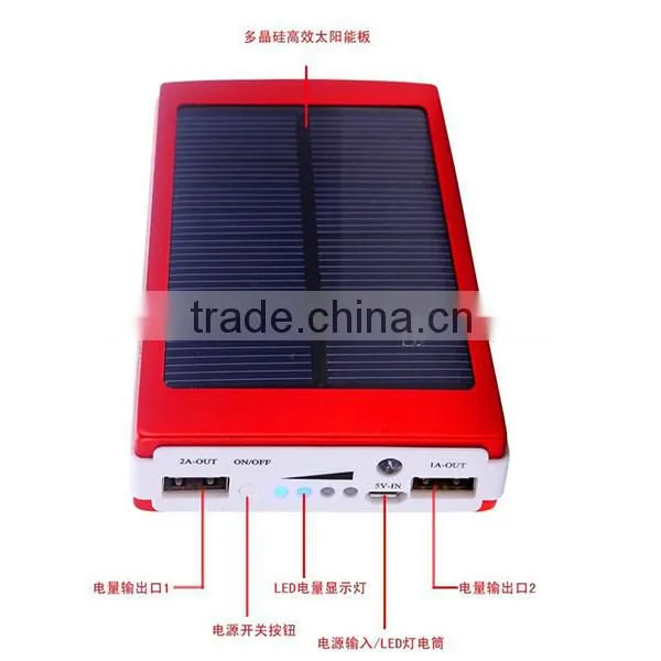 Dual USB Portable Solar Battery Charger Power Bank 6000mAh for iPhone for iPad for Android Phone