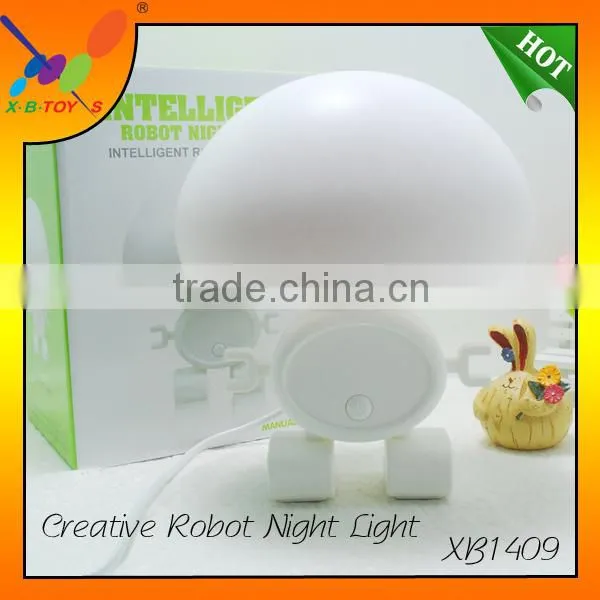 2015 New Creative Intelligent Robot Lamp Lovely Light and Sound Control LED Night Light