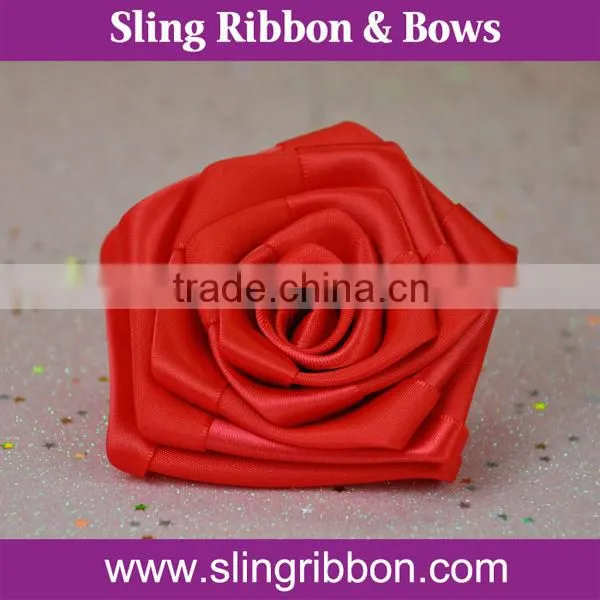 Wholesale Light Pink Big Satin Ribbon Flowers For Wedding Decoration
