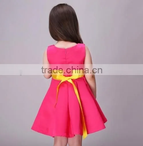 2016 Europe market sleeveless kids clothes girls dresses summer stylish kids beautiful model dresses
