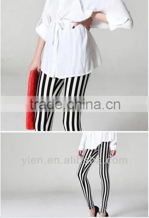 Ladies Leggings Sex Photo 2014 , Black And White Stripe Leggings