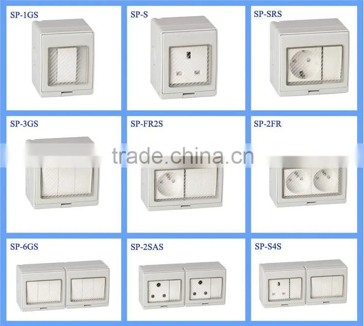 European multiple 250V power wall switch and socket SP-2FRS
