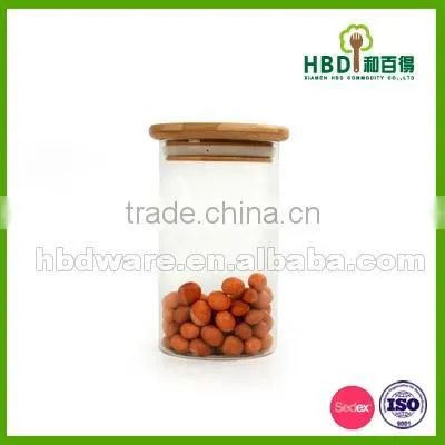 Glass food Storage Jar with bamboo wood lid