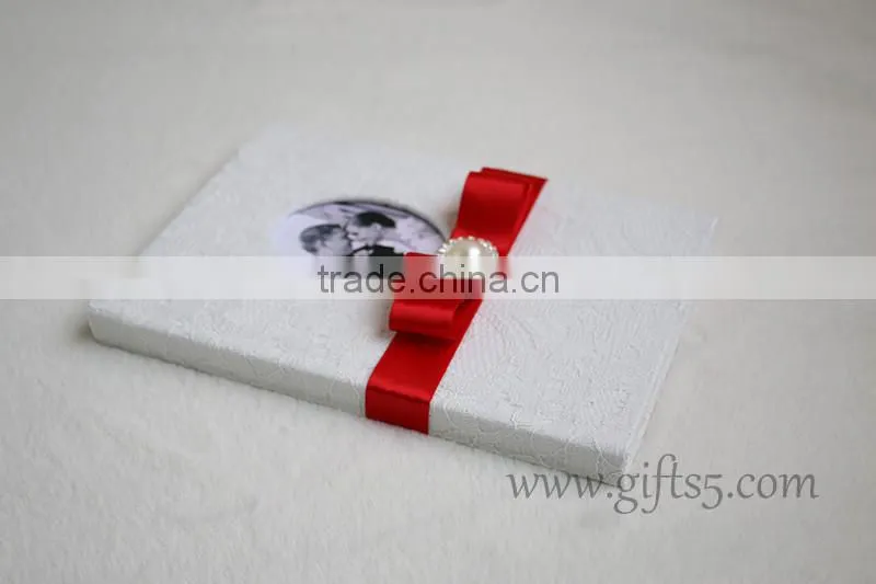 Unique design wedding record memories guest book with photo frame you can put photo in the cover