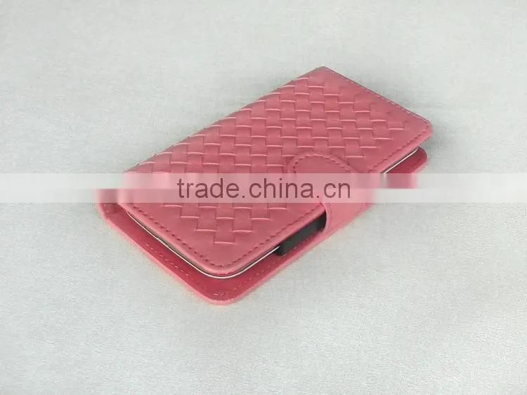 Real woven by hand universal smart phone wallet style leather case for 3.7 - 5.8inch phone 6 cover cases